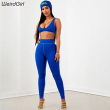 Load image into Gallery viewer, Weirdgirl Women Basic Elastic Slim Fitness two pieces sets new popular tank tops solid Sports leggings stretched summer new